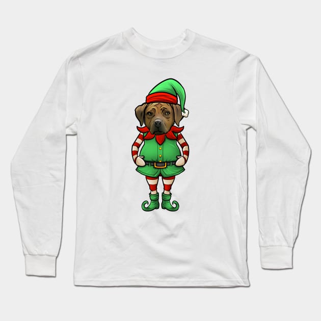 Rhodesian Ridgeback Christmas Elf Long Sleeve T-Shirt by whyitsme